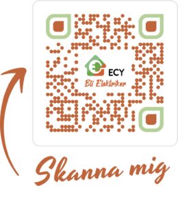 REFIS ger inspiration att söka til El- och Energiprogrammet genom QR-koden som öppnar dörren till ECY sociala medier